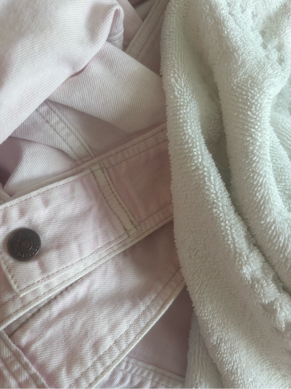 Free People Pale Pink Cropped Denim Jacket - Picture 9 of 9